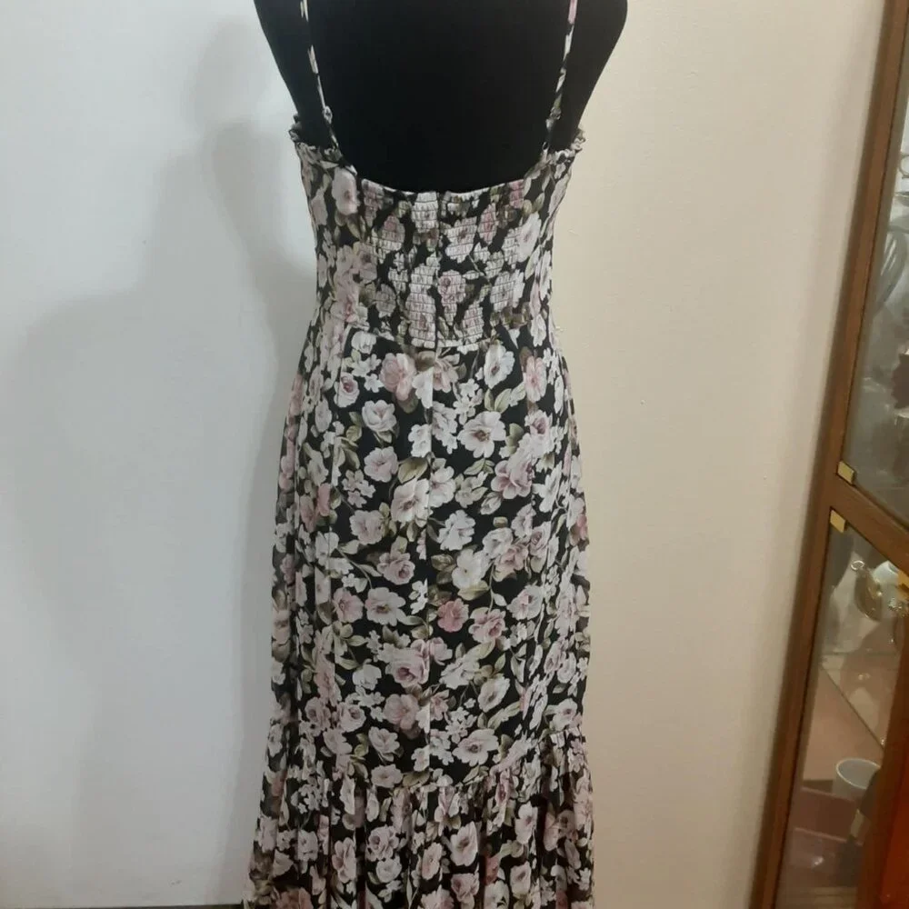 Altar'D State Size Large Chaya Floral Ruffle Spaghetti Strap Smocked Midi Dress - Picture 6 of 16